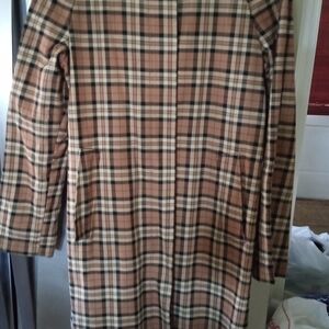 Express Burberry Print Coat Wool Blend Size 5/6